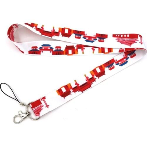 Chinese Landmark Neck Strap Keychain Lanyard For Keys ID Badge Holder Keyring DIY Hang Rope Mobile Accessories
