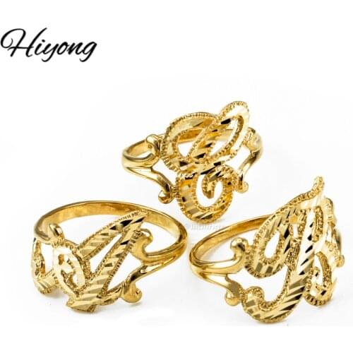Hiyong Custom Ring Lovers Couple Letter Rings Sparkle-Cut Letters Initial Script Rings Charm Initial Letters Jewelry Women Rings