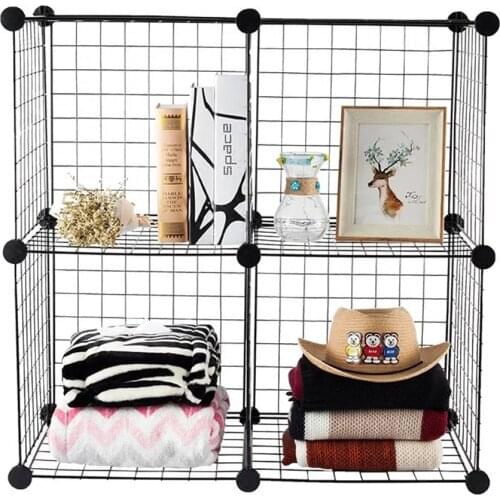 Multifunctional Black Metal 35x35cm Mesh Combination Storage DIY Cube Wardrobe And Modular Shelf Net Wire Mesh Shelf excellently