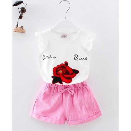Baby Boys Girls Fashion Clothing Sets Summer Childrens Cartoon Flowers T Shirt + Shorts 2 Pcs Suit Kids Clothes 1 2 3 4 Years