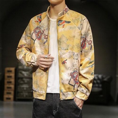 Male Casual Baseball Bomber Jacket High-end suede embroidered Chinese style Male Casual Baseball Bomber Jacket Mens Overcoat Pl