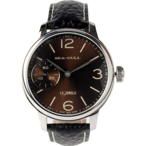Genuine Seagull Sea-Gull Small Second Coffee Dial Leather Strap Waterproof Hand Wind Mens Mechanical Watch 819.77.5000