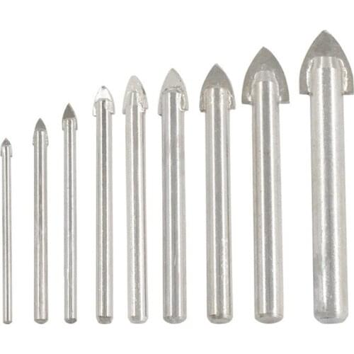 3/4/5/6/8/10/12mm Glass Marble Porcelain Spear Head Ceramic Tile Drill Bits Set Round handle Triangle Hole Spade Drill Bit