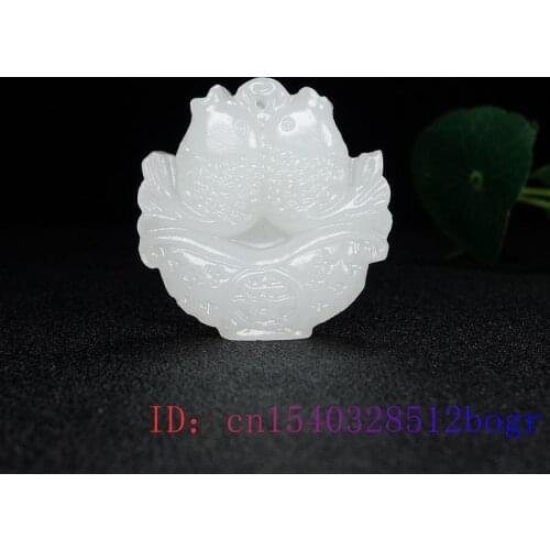 Jade Carp Pendant Necklace Chinese White Fish Fashion Carved Accessories Jewelry Gifts Women Natural Charm Amulet