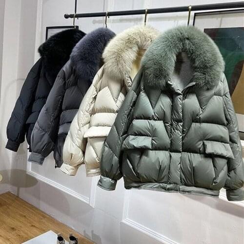 2020 New Womens 90％Winter Down Jacket Women Short Korean Puffer Coat Hooded Parka Female fox Fur Collar Thick Warm down Jackets