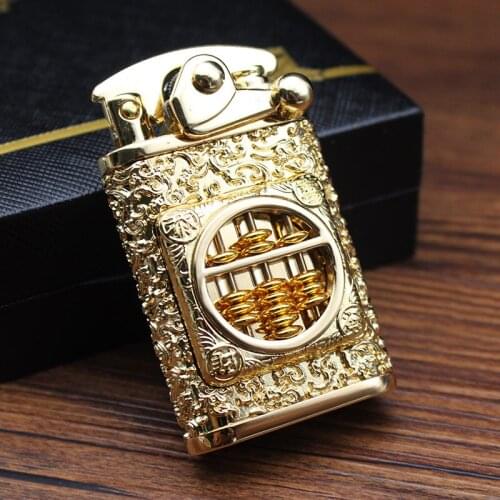 Original Zorro Rocker Arm Kerosene Lighter Gold Abacus Congratulations To Make A Fortune Armor Metal Imitation Gold Relief Gift