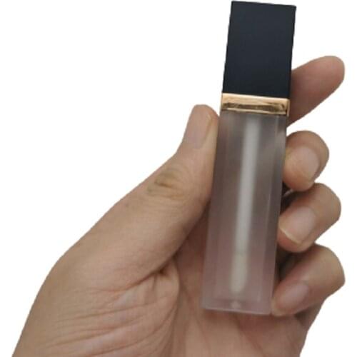7ml Plastic Lip Gloss Wand Tube Frosted Cosmetic Packaging Container Filling Bottle Empty Square Flat Lip Gloss Container 50pcs