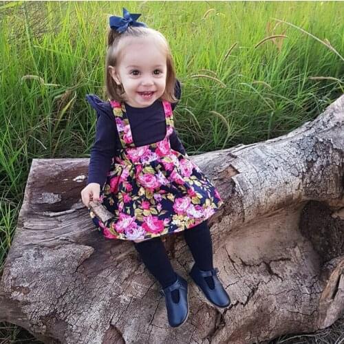 Pudcoco Kids Baby Girls Clothes Cotton Long Sleeve O-neck T-shirt+tutu Flower Skirt+headband 0-24 Months Helen115