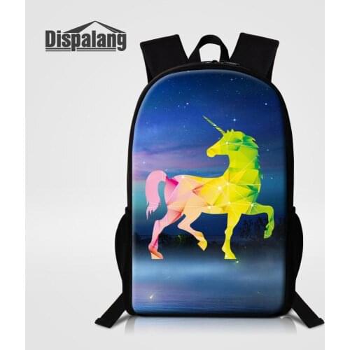 Middle school student Geometric Diamond Unicorn School Bags Backpack Women Men Travel Shoulder Bagpack Girls Boys Daily Rucksack