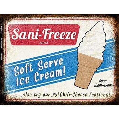 Sani Freeze Soft Serve Aluminum Metal Sign Heavy Duty Tin Signs Decoration Signs