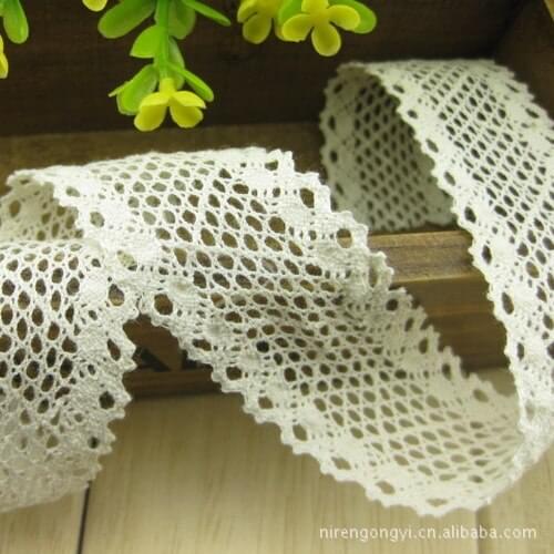 33mm Mesh Cotton lace Beige color lacework Diy Handmade Patchwork Apparel Sewing Fabric Polyester Lace 2M/Lot