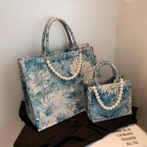 Oil Painting Pattern Brand Crossbody Shoulder Bag for Women Pu Leather Handbags and Purses Lady Small Design Beading Totes