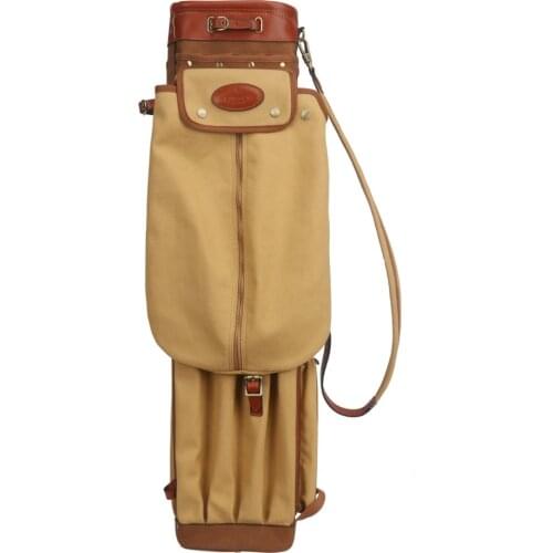 Tourbon Vintage Premium Canvas Pencil Style Golf Club Bag Carrier Leather Cover Golf Gun Clubs Bags Case 90CM
