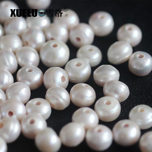 XUELUO 10pcs/pack 12-13mm Bread Round Real Cultured Freshwater Large Hole Pearl Beads for making jewelry 2mm,2.5mm,3mm