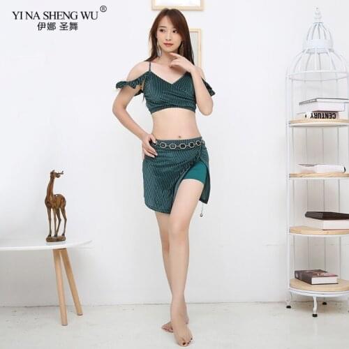 Women BellyDance Costume Corduroy Set 2 Pieces Padded Class Oriental Dance Show Outfit Sexy Top & Short Skirt Belly dance