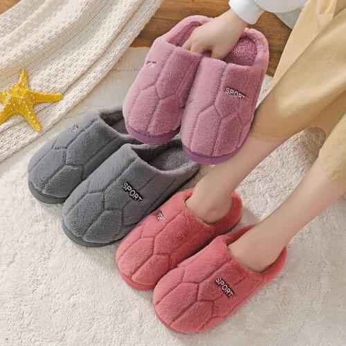 Winter Home Cotton Slippers 2021 Fashion Women Plush Soft Warm House Slippers Indoor Bedroom Non-slip Shoes Lovers Couples