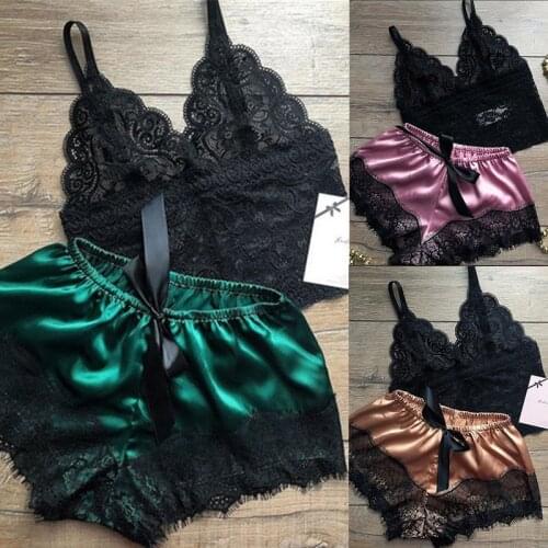 1 Set Lace Sleepwear for Women Sexy Pjs Ladies Lingerie Tops Shorts Sets Babydoll Pajamas Nightwear S/M/L/XL/2XL/3XL New Color