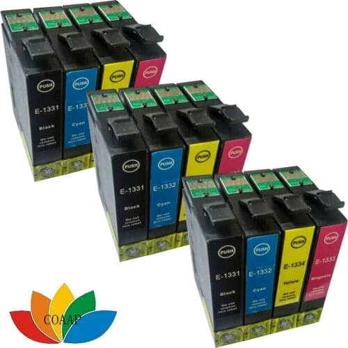 12 Compatible EPSON 133 Ink cartridge T1331 T1332 T1333 T1334 T133XL TX120 NX120 TX430 NX430