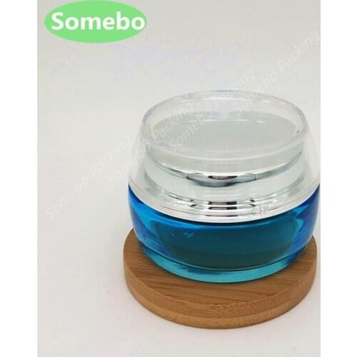 200pcs/lot 50G Blue Glass Face Cream Jar, 50G Cosmetics Packaging Bottle,Skin Care Cream Jar, Blue Glass Jar for Cream