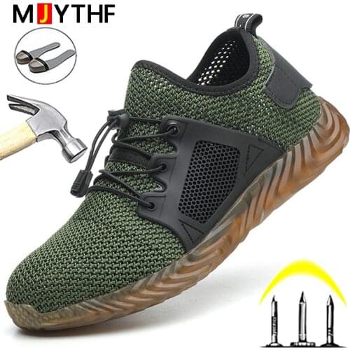 2021 New Work & Safety Boots Men Steel Toe Shoes Men Safety Shoes Puncture-Proof Work Sneakers Breathable Lightweight Work Shoes