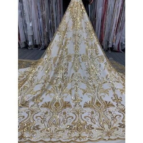 Handmade Beads Lace Fabric Luxury African Beaded Lace Nigerian French Tulle Mesh Net Lace Fabric for Sewing YF30