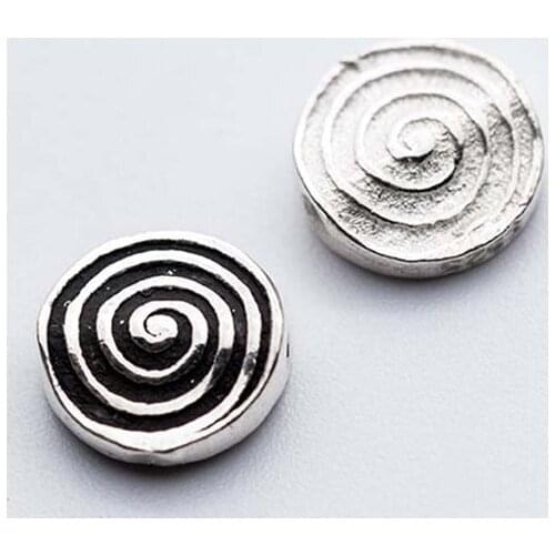 925 Sterling Silver Annual Ring Round Charm Beads 7.5mm Silver Metal Spacer Beads DIY Women Men Jewelry Making Accessories
