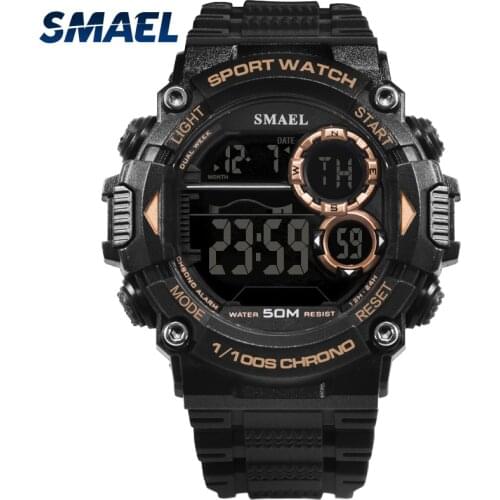 SMAEL Watch Men Waterproof LED Sports S Shock Resist Relogio Masculino Sport Watch Black Gold 1707 Men Digital Watches Bracelet