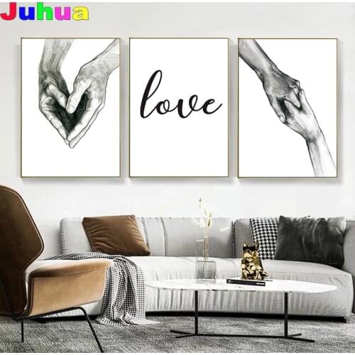 Black and White Love Holding Hands Diy Diamond painting full drill Diamond Embroidery nordic Picture home Corridor Decor