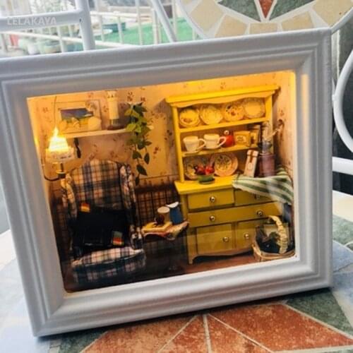 DIY Wooden Dollhouses Handmade Home Decoration Crafts Furniture Kit Room Miniature Assembling Creative Photo Frame Toy