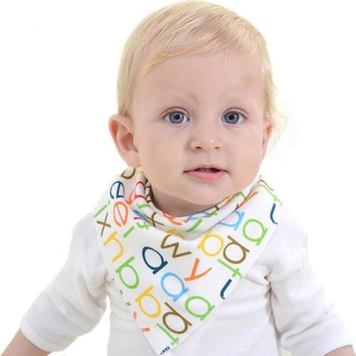 Top Baby Bibs Triangle Double Layers Cotton Letter Character Animal Print Cartoon Bandana Bibs For Baby Boys Girls B0717