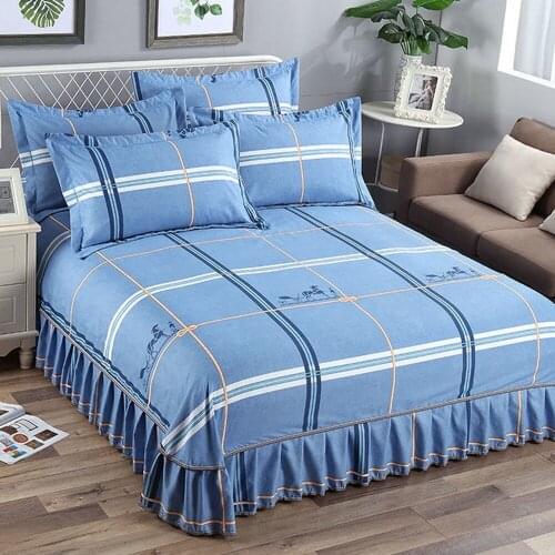 Home textile Bedding Sheet Thicken Flowers Printing Flat Sheets Skirt Bed Sheet Bedding Linen for King Queen Size No Pillowcase