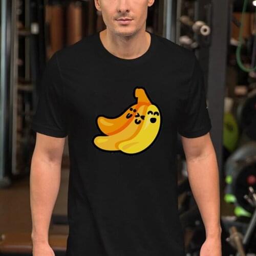 Funny Three Bananas Print T Shirt Men Short Sleeve O Neck Loose Tshirt Cute Cartoon Banana Graphic Loose Casual Summer Tee