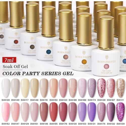 BORN PRETT 2021 Nail Varnish Gel Nail Polish 7ml Semi-Permanan Varnish UV Base Top Coat Soak Off 88 Colors Glitter Manicuring