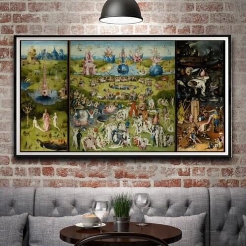 FOOCAME Artwork The Garden Of Earthly Delights Hieronymus Bosch Posters and Prints Oil Painting Art Silk Wall Decor Home Picture