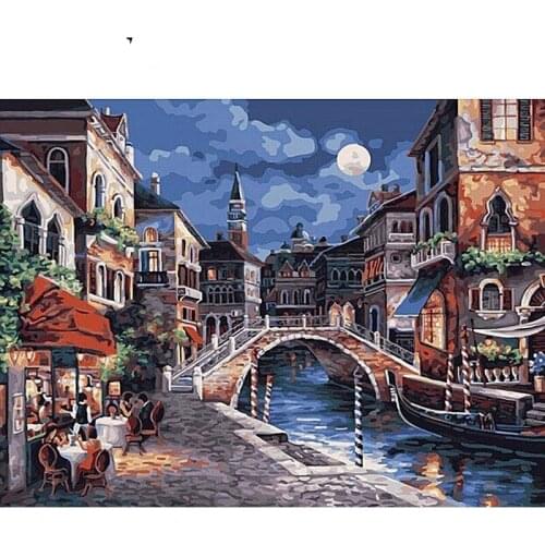 Town Night Paintings By Numbers DIY Pictures Oil Coloring By Numbers Set Gift Drawing By Numbers Canvas Decor New Arrivals