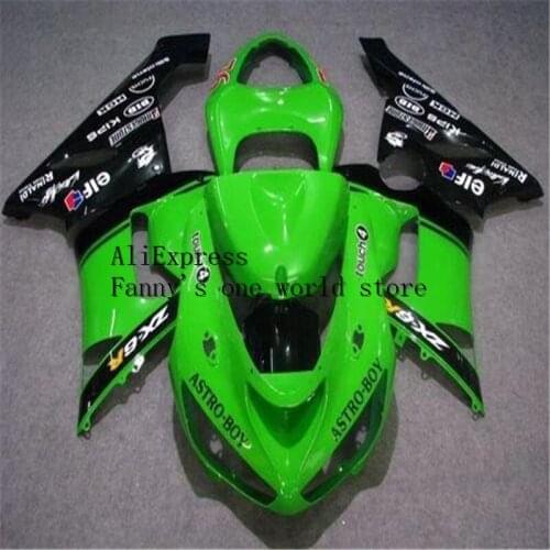 Injection mold Fairing kit for KAWASAKI Ninja ZX6R 05 06 ZX 6R 2005 2006 ABS green black Fairings set