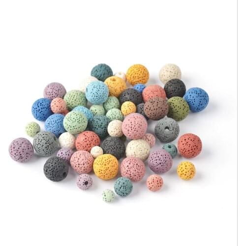 6mm 8mm 10mm 12mm 14mm Colorful Round Lava Stone Bead For DIY Essential Oil Diffuser Necklace Earrings Bracelet Making Jewelry