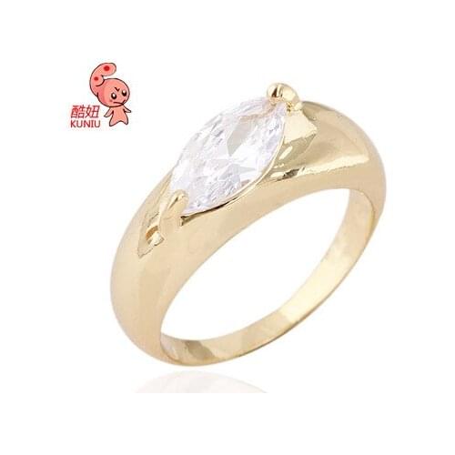 Kuniu Round Finger Ring for Women Zircon Metal Material Trendy Classic Style Wedding Anniversary Occasion Fashion Jewelry