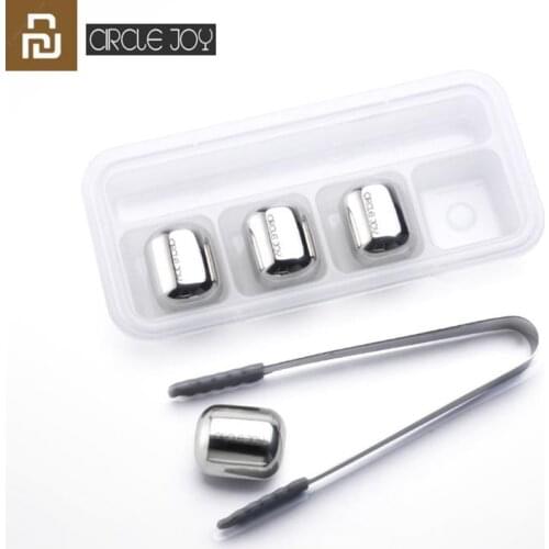 Youpin Circle Joy Ice Cube 304 Stainless Steel Cooler Stone Washable Long-term Use Ice Maker for Wine Corks Fruit Juice 4pcs