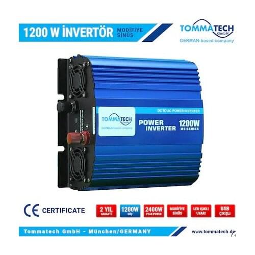 TOMMATECH 1200 W WATT 12 V - 24 V / 220 V VOLT MODIFIED SINE WAVE INVERTER