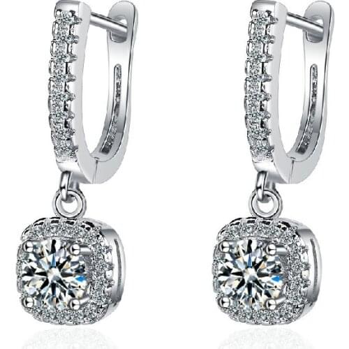 Trendy 925 Silver Jewelry Earrings with AAA Zircon Gemstones Drop Earrings for Women Wedding Party Gift Accessories Wholesale