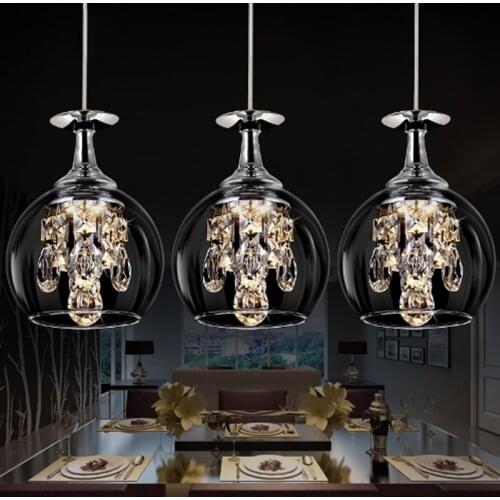 LED Crystal pendant light fixtures restaurant bar dining lampshade creative personality modern minimalist three single head