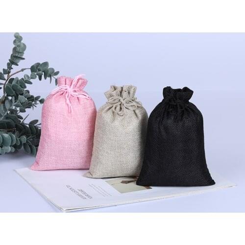 10Pcs Jute Gift Bags Multi Size Jewelry Packaging Wedding Bags with Candy Bag Can Custom Logo Drawstring Natural Burlap Bag