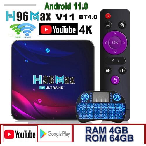 H96 Smart TV Box Android 11 4K Hd Youtube Google Play 2.4G 5G Wifi BT4.0 Receiver Media Player HDR USB 3.0 4GB 32GB 64GB TvBox