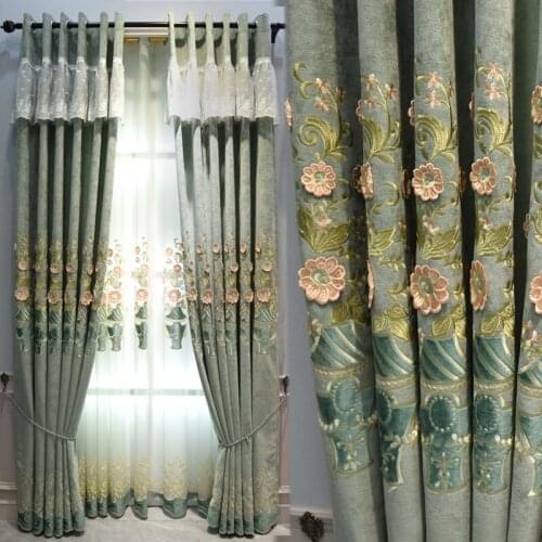 Simple European American modern finished products new embossed embroidered curtain shade thickened living room bedroom curtain