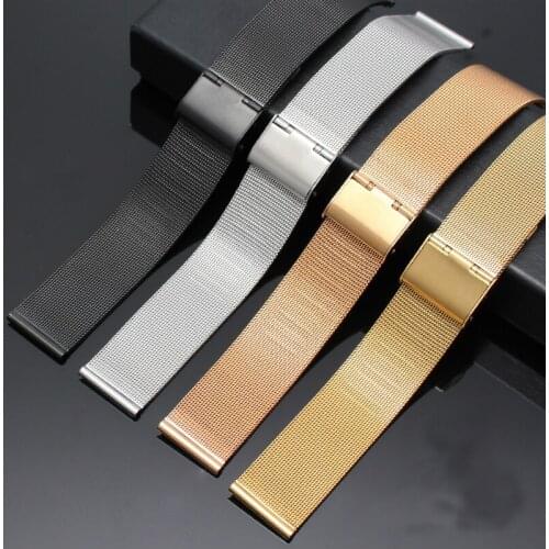 Milanese Watchband 12mm 14mm 16mm 18mm 20mm 22mm 24mm Universal Stainless Steel Metal Watch Band Strap Bracelet Black Rose Gold