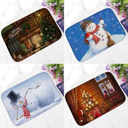 40x60cm Christmas Front Door Mat Cartoon Doormat for Entrance Door Bedroom Welcome Door Mat Bath Kitchen Flannel Floor Mats