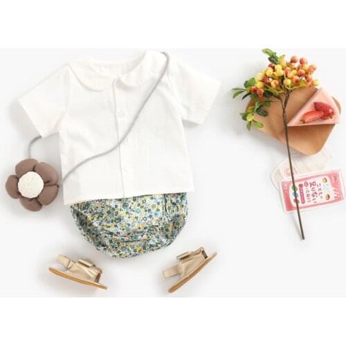 Sanlutoz Floral Cute Baby Girls Clothes Sets Cotton Short Sleeve Baby Shirts + Bottoms 2Pcs Newborn Fashion Clothing