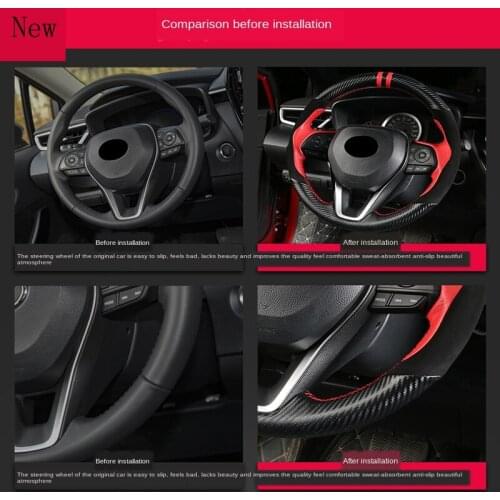 Hand-Stitched Leather Suede Carbon Fibre Car Steering Wheel Cover for Toyota Camry Levin Avalon RAV4 Corolla 2019 Accessories