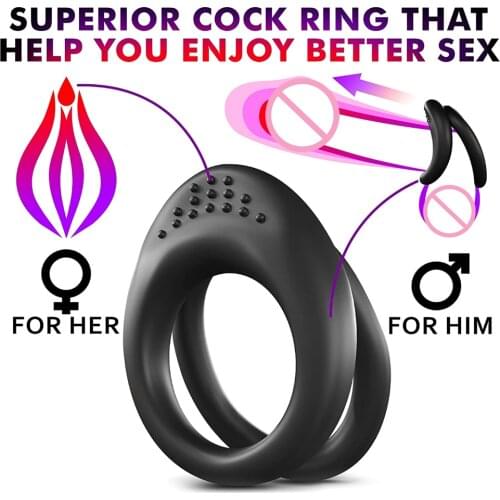 Silicone Dual Cock Ring Delay Ejaculation for Men Couple Sexual Toy Adult Sex Lock Mens Ring Penis Enlargement Erection Product